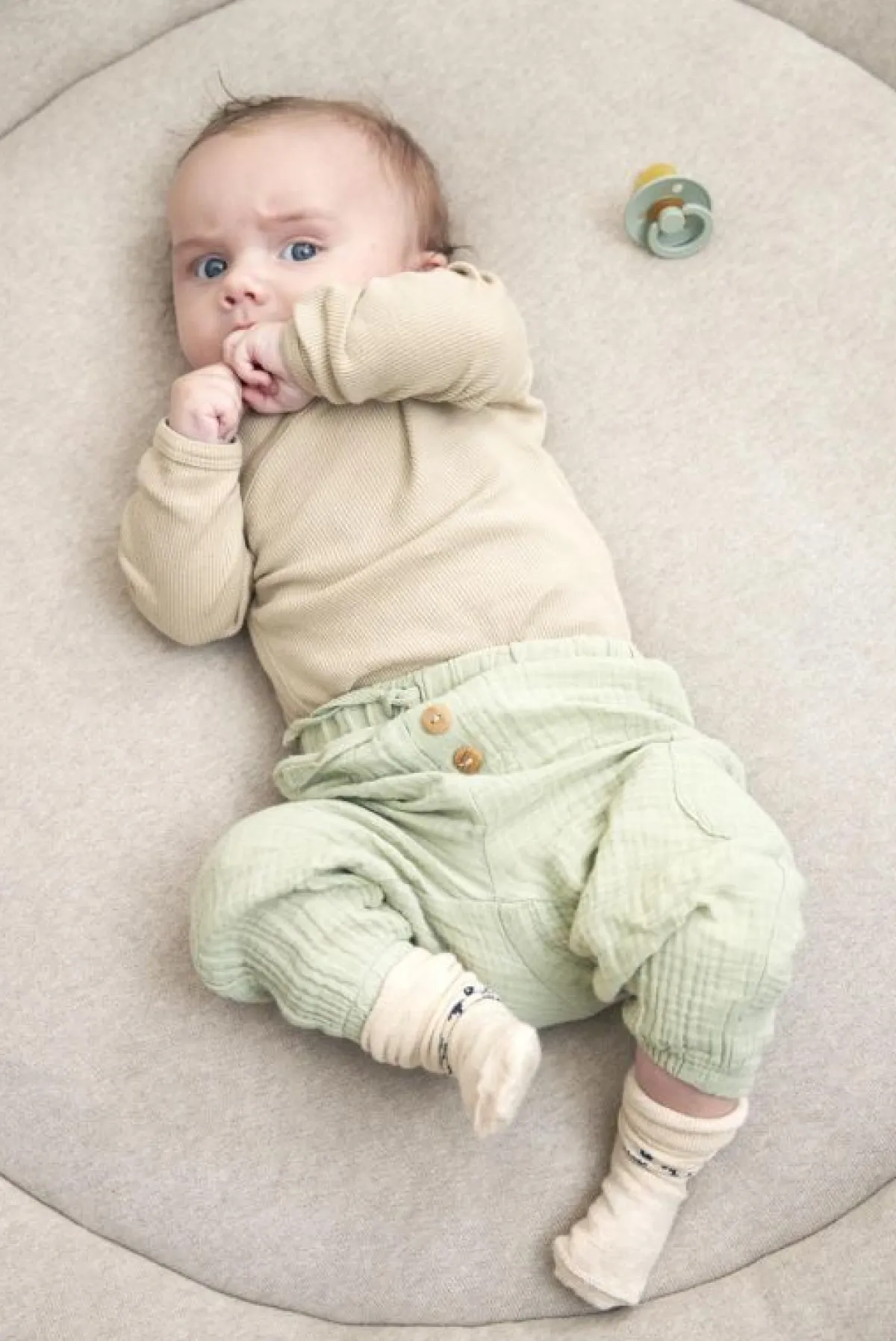 Meyco Boxkleden|Bedtextiel * Boxkleed Rond Basic Knit Teddy Sand Melange - 95 cm