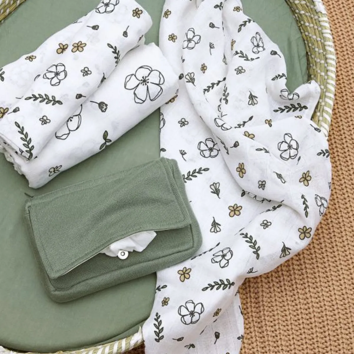 Meyco Hydrofiel Luiers|Bedtextiel * Hydrofiel Starterset Floral Gots 9-pack Multicolor
