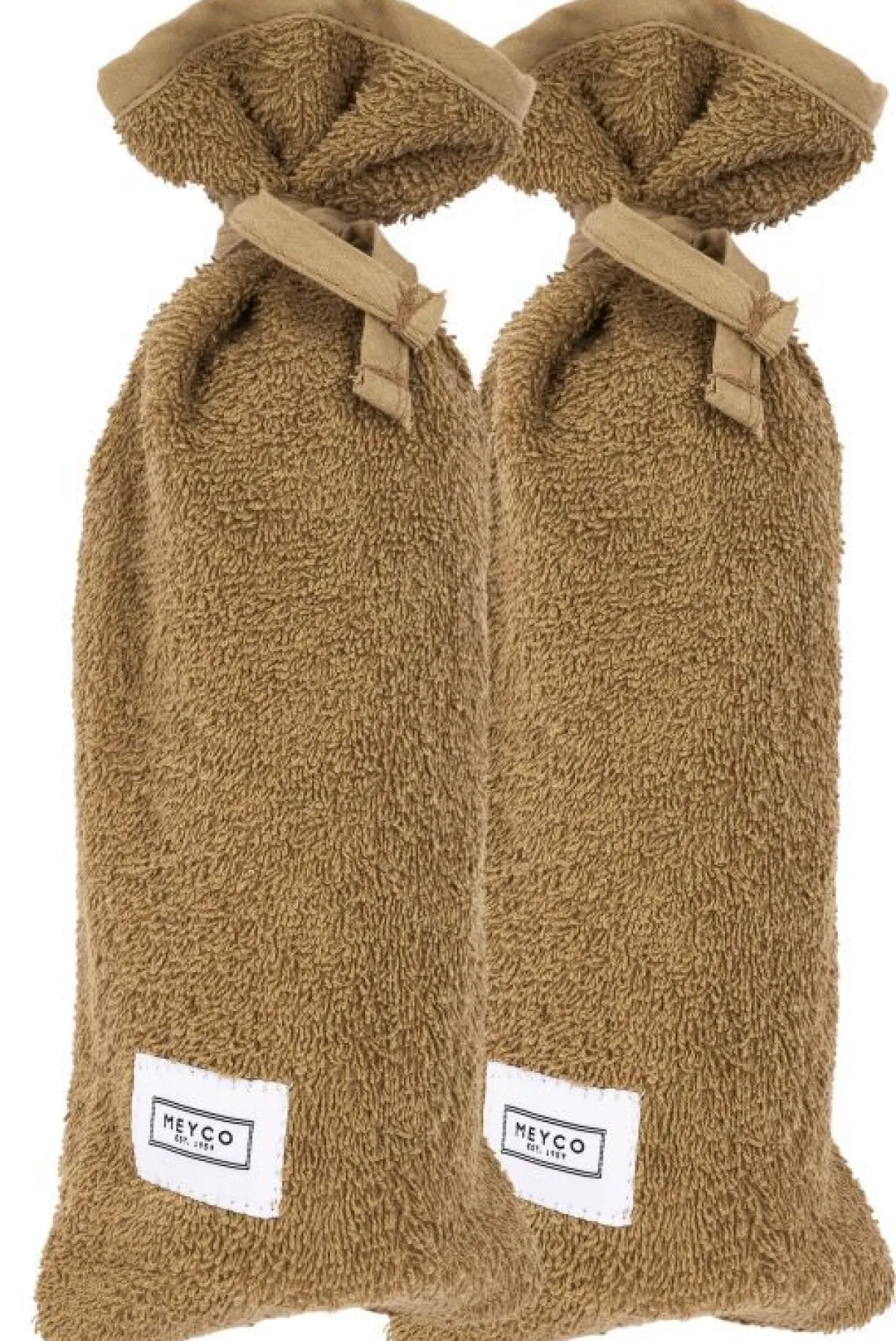 Meyco Kruikenzakken|Bedtextiel * Kruikenzak Basic Badstof Toffee 2-pack Bruin