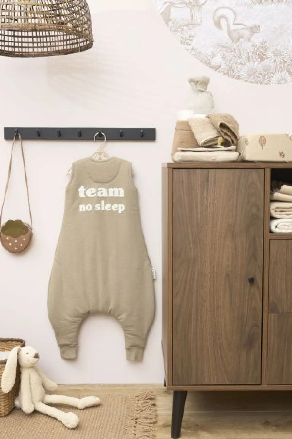 Meyco Bedtextiel|Slaapzakken * Slaapoverall Jumper Slub Team No Sleep /Offwhite Taupe