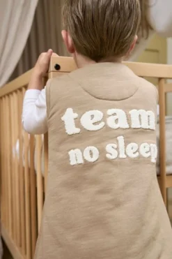 Meyco Bedtextiel|Slaapzakken * Slaapoverall Jumper Slub Team No Sleep /Offwhite Taupe