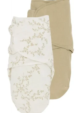 Meyco Inbakerdoeken|Bedtextiel * SwaddleMe Inbakerdoek Branches/Uni-Sand 0-3 mnd 2-pack Multicolor