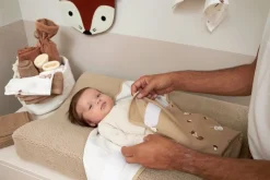 Meyco Inbakerdoeken|Bedtextiel * SwaddleMe Inbakerdoek Forest Animals Sand 0-3 mnd Zand