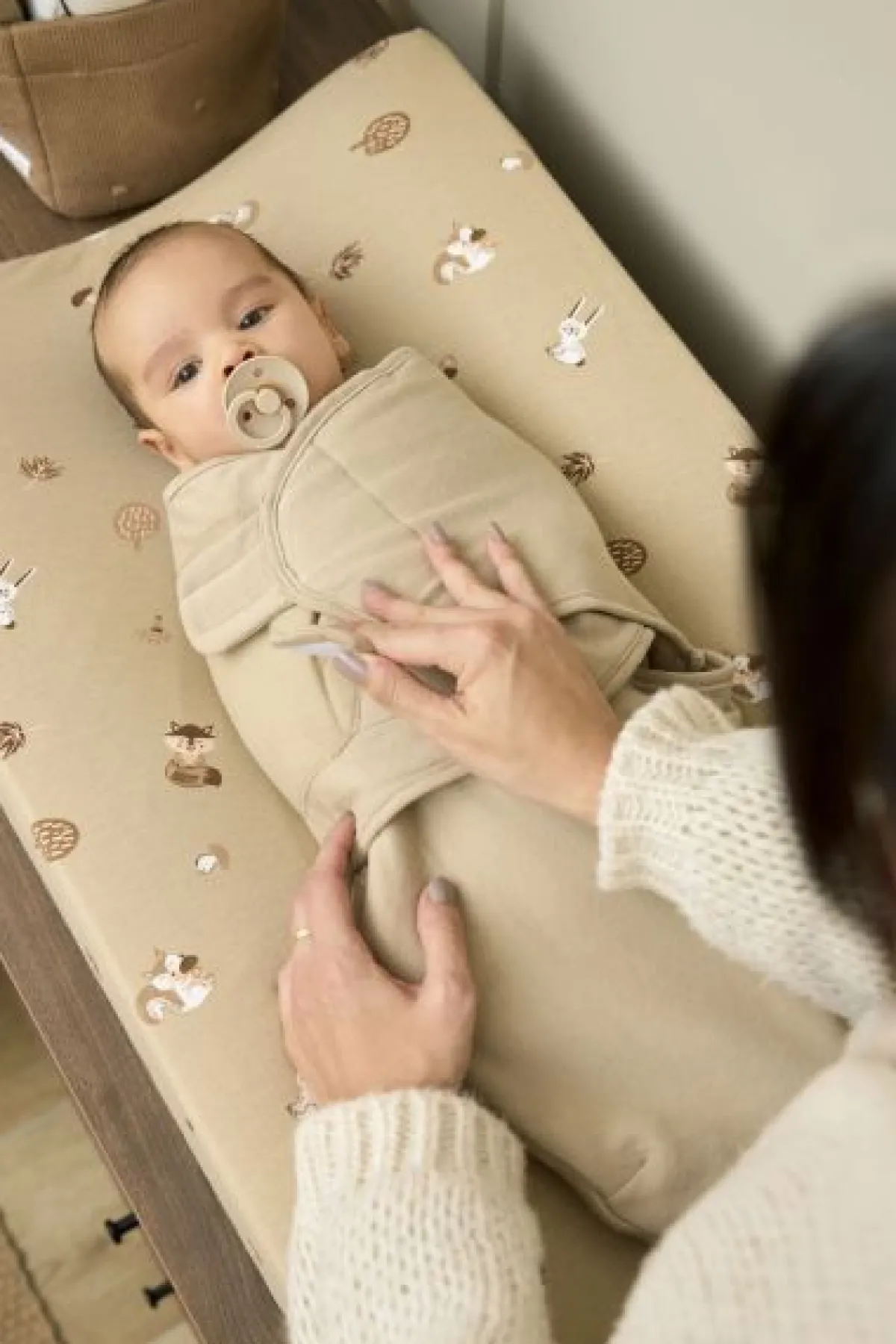 Meyco Inbakerdoeken|Bedtextiel * SwaddleMe Inbakerdoek Gevoerd Uni Sand 0-3 mnd Zand