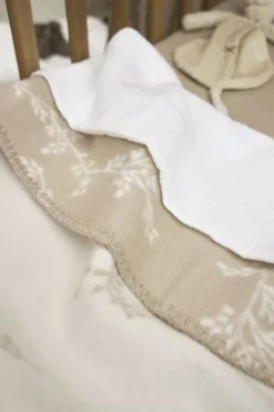 Meyco Bedtextiel * Wiegdeken Branches Geweven Sand Zand