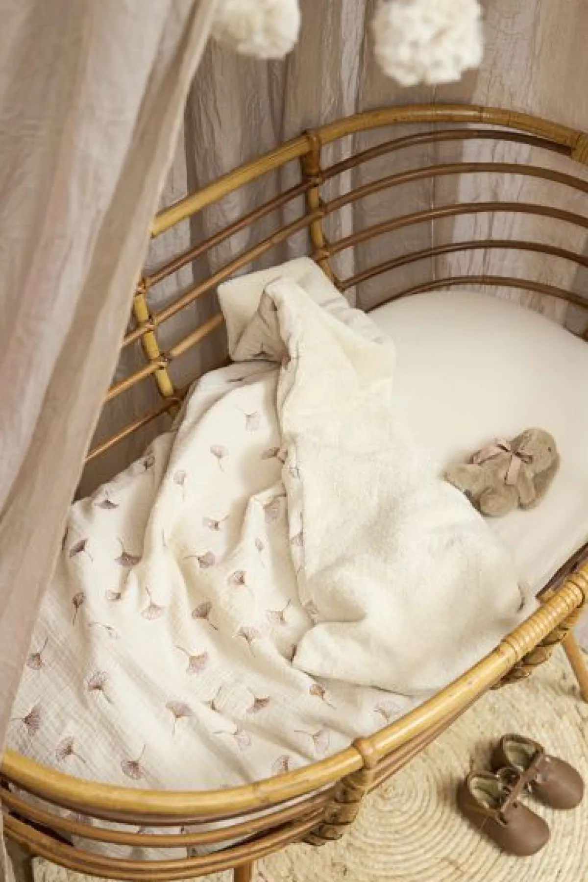 Meyco Bedtextiel * Wiegdeken Ginkgo Pre-washed Hydrofiel Soft Sand Zand