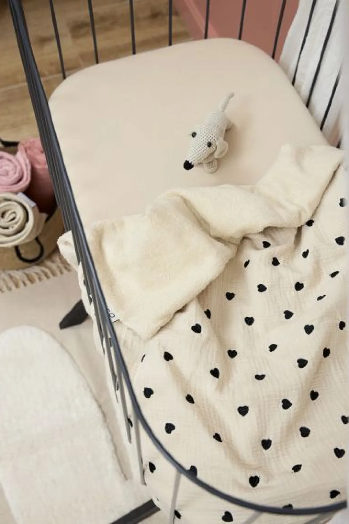 Meyco Bedtextiel * Wiegdeken Sweat Heart Pre-washed Hydrofiel Soft Sand Zand
