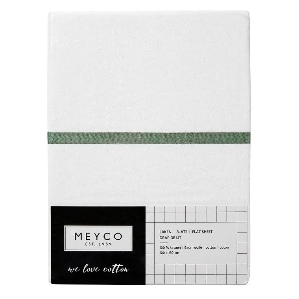 Meyco Bedtextiel * Wieglaken Bies Forest green Wit