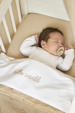 Meyco Bedtextiel * Wieglaken Hello World Sand Zand