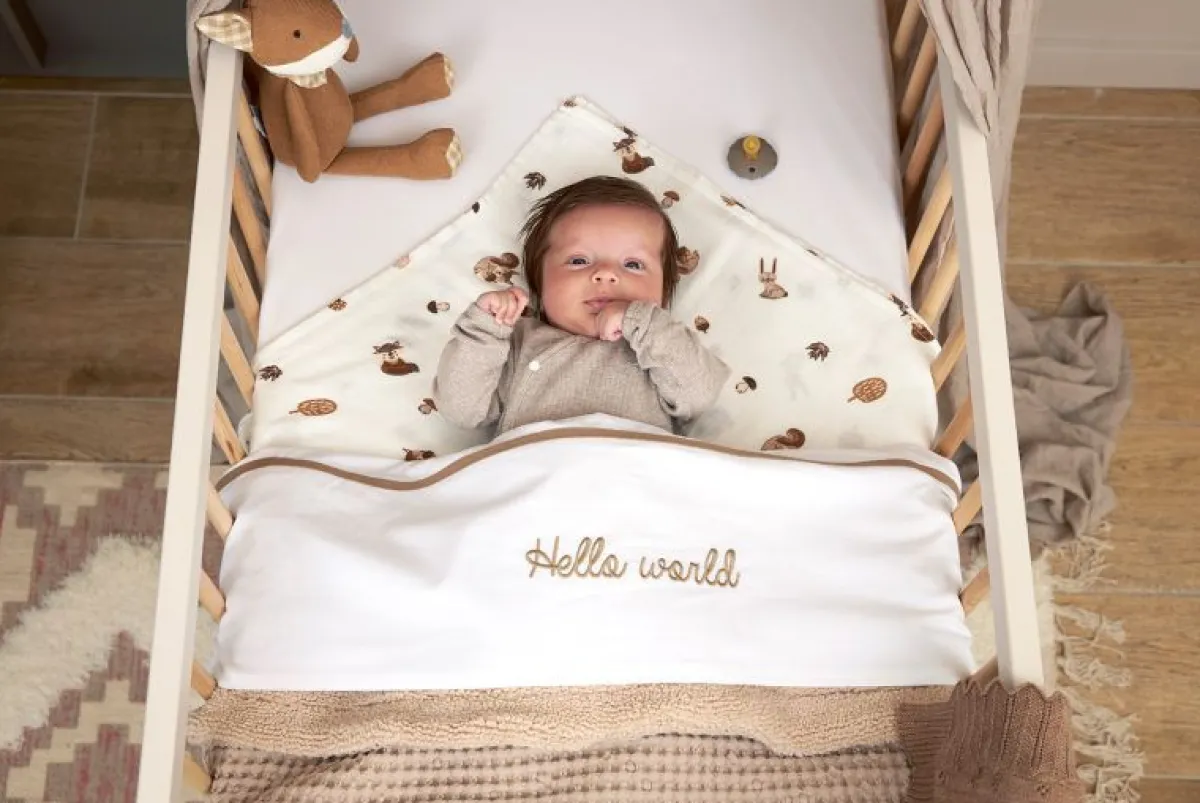 Meyco Bedtextiel * Wieglaken Hello World Taupe
