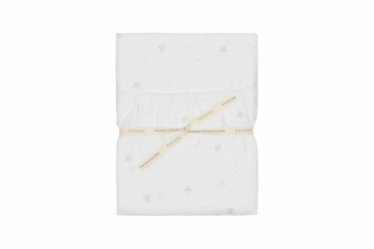 Nanami Bedtextiel * Hoeslaken Ledikant Bird Off White Wit