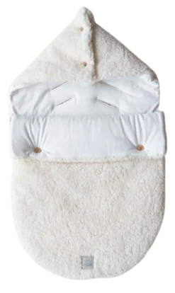 Nanami Baby Autostoel * Voetenzak Teddy Off White Wit