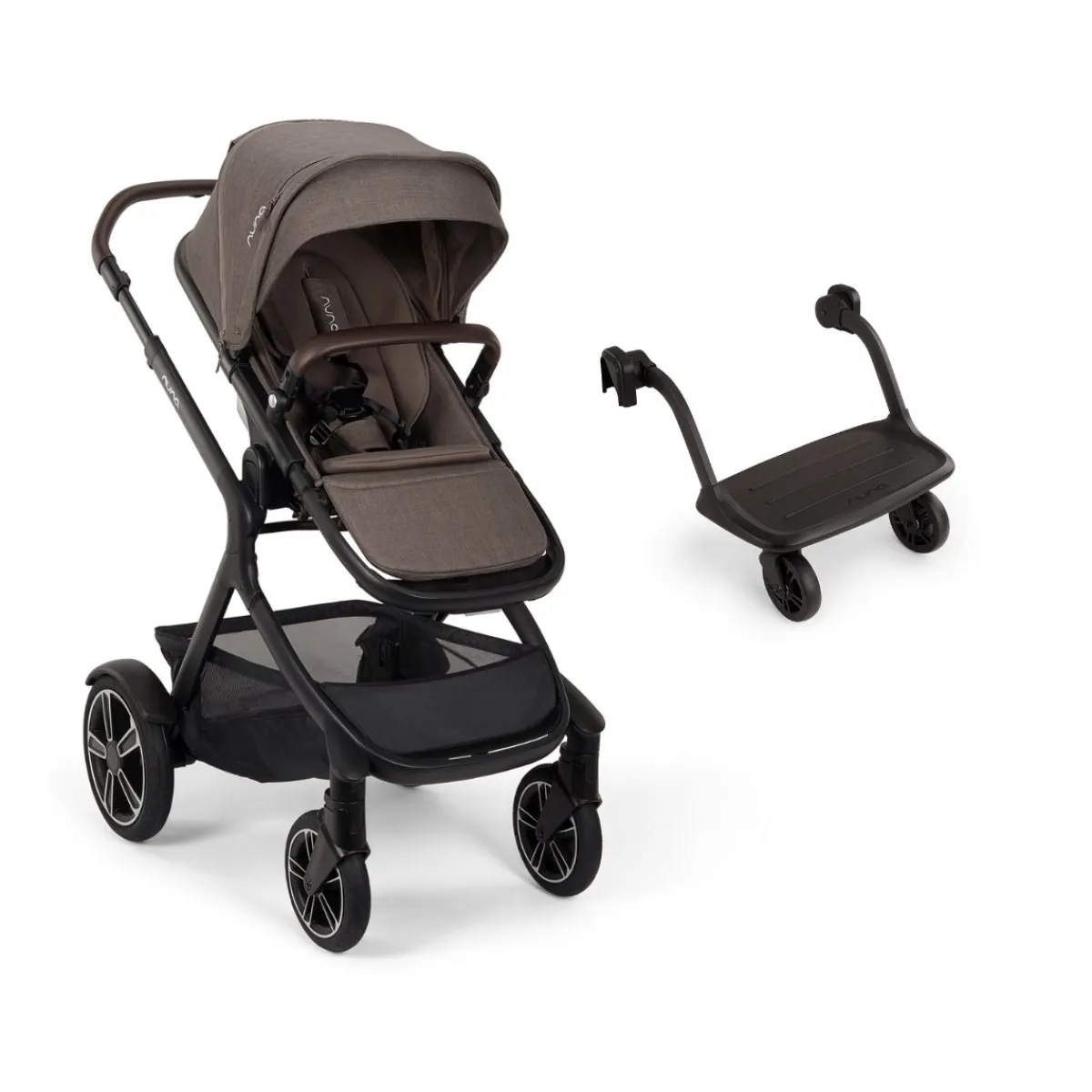 Nuna Combi Kinderwagens * Kinderwagen Demi Next Chestnut inclusief Meerijdplankje Bruin
