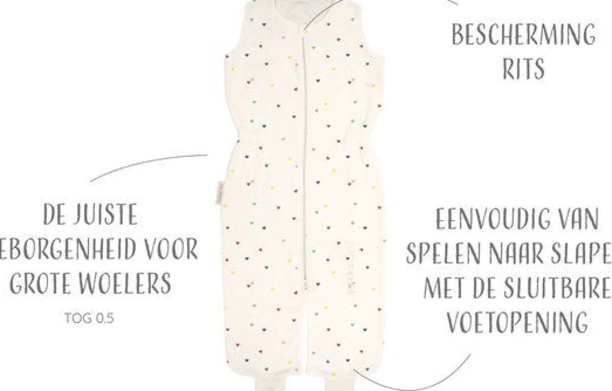 Puckababy Bedtextiel|Slaapzakken * Slaapzak Kidz Hearts Confetti vanaf 2,5 jaar Wit