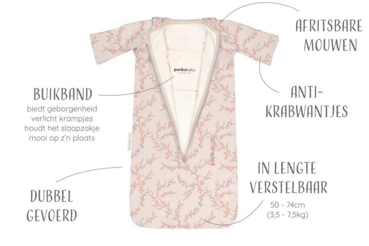 Puckababy Bedtextiel|Slaapzakken * Slaapzak Newborn Blossom 0 - 6 mnd Roze