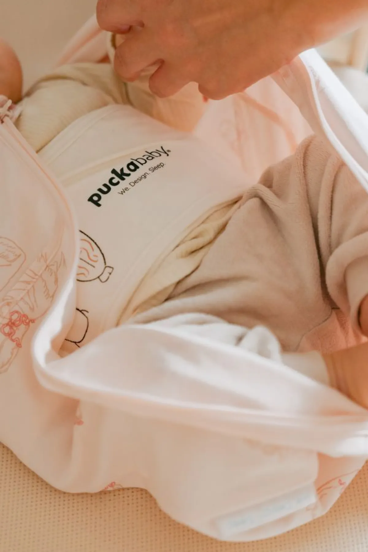 Puckababy Inbakerdoeken * The Original Mini Swans 3 - 6 mnd Roze