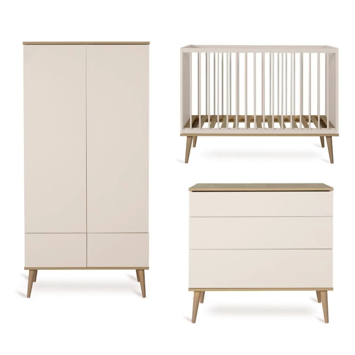 Quax Complete Babykamers * 3 delige Babykamer Flow Clay & Oak Beige