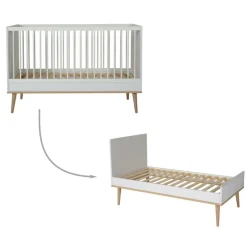 Quax Ledikanten|Peuterbedden * Doorgroeiledikant Flow White & Oak 70 x 140 Wit