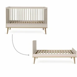 Quax Ledikanten|Peuterbedden * Doorgroeiledikant Flow Clay & Oak 70 x 140 Beige