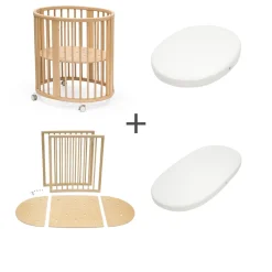 Stokke Wiegen En Co-Sleepers * Sleepi Mini Bed Bundel V3 Natural – Van wieg tot ledikant met uitbreidingsset en matrassen Naturel
