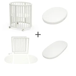 Stokke Wiegen En Co-Sleepers * Sleepi Mini Bed Bundel V3 White – Van wieg tot ledikant met uitbreidingsset en matrassen Wit