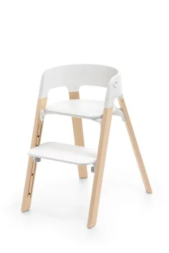 Stokke Meegroeistoelen * Steps Stoel Complete Set met Babyset en Tray – White/Natural Naturel