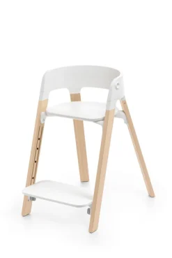 Stokke Meegroeistoelen * Steps Stoel Complete Set met Babyset en Tray – White/Natural Naturel