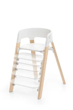 Stokke Meegroeistoelen * Steps Stoel Complete Set met Babyset en Tray – White/Natural Naturel