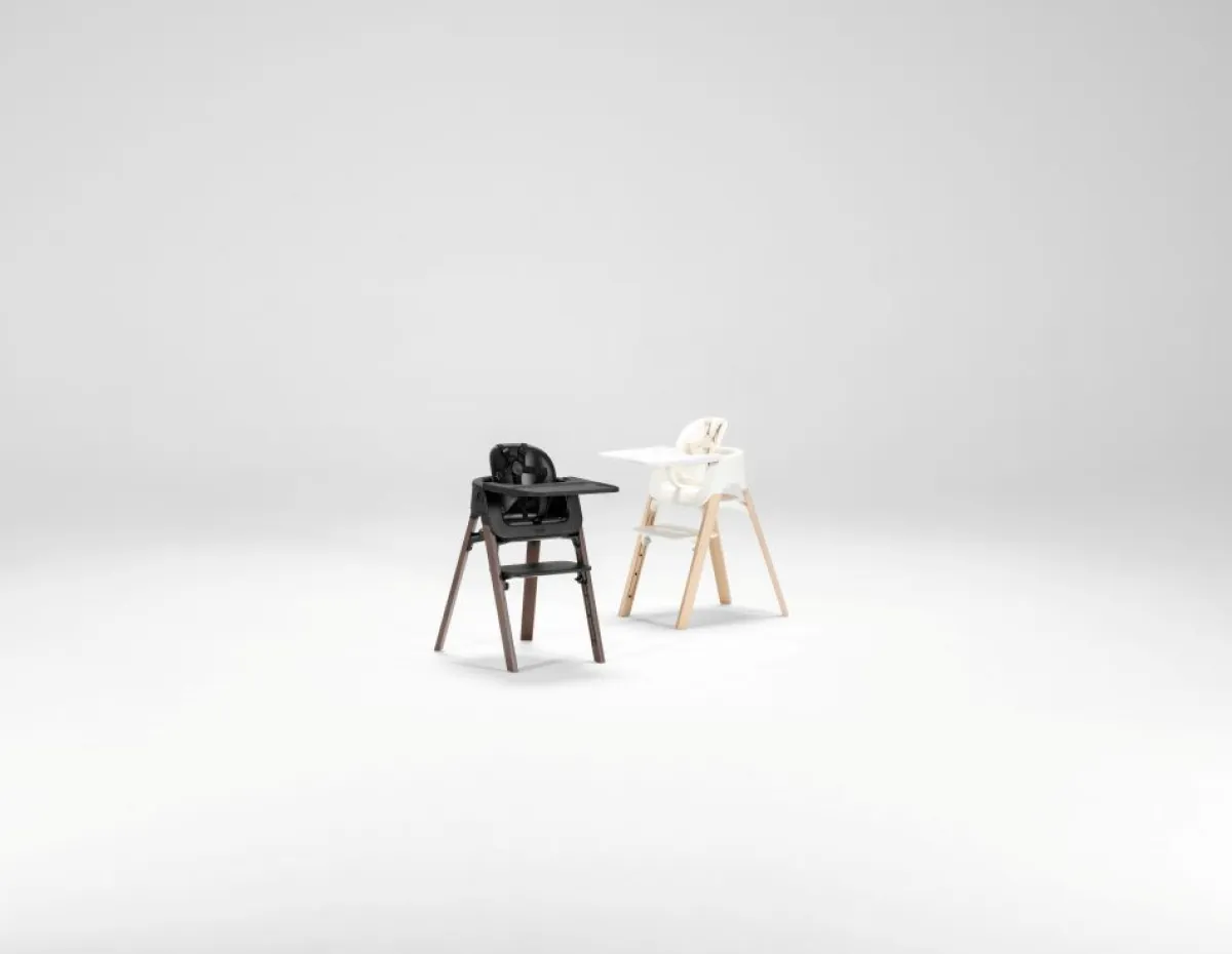 Stokke Meegroeistoelen * Steps Stoel Complete Set met Babyset en Tray – White/Natural Naturel