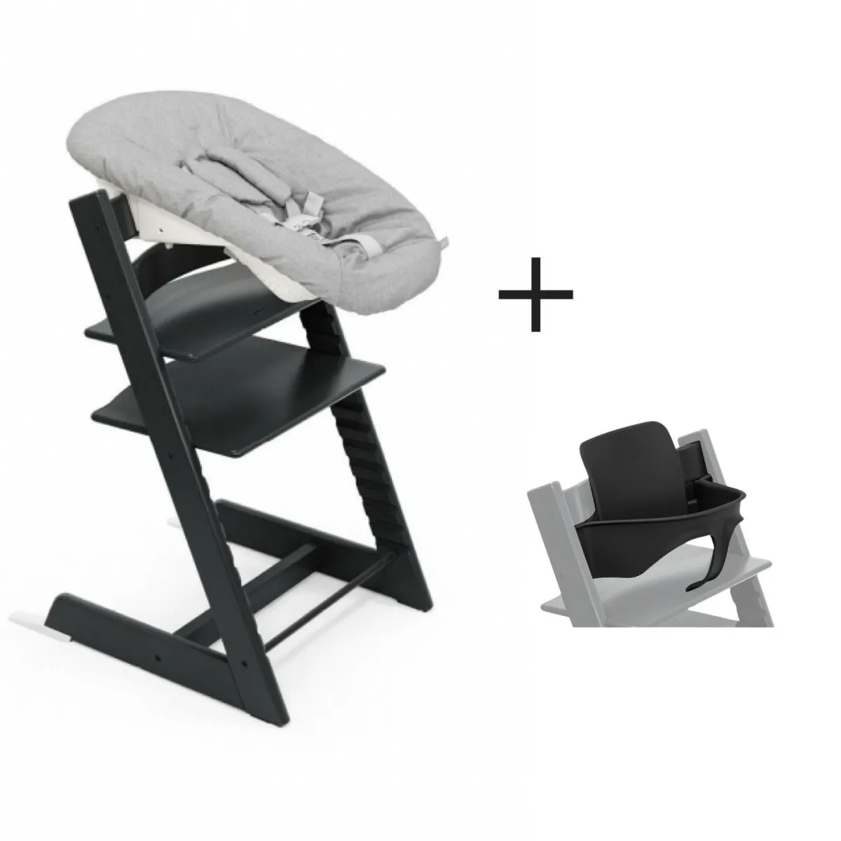Stokke Meegroeistoelen * Tripp Trapp Black + Newborn Set Zwart