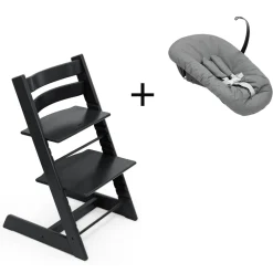 Stokke Meegroeistoelen * Tripp Trapp Black + Newborn Set Anthracite Zwart