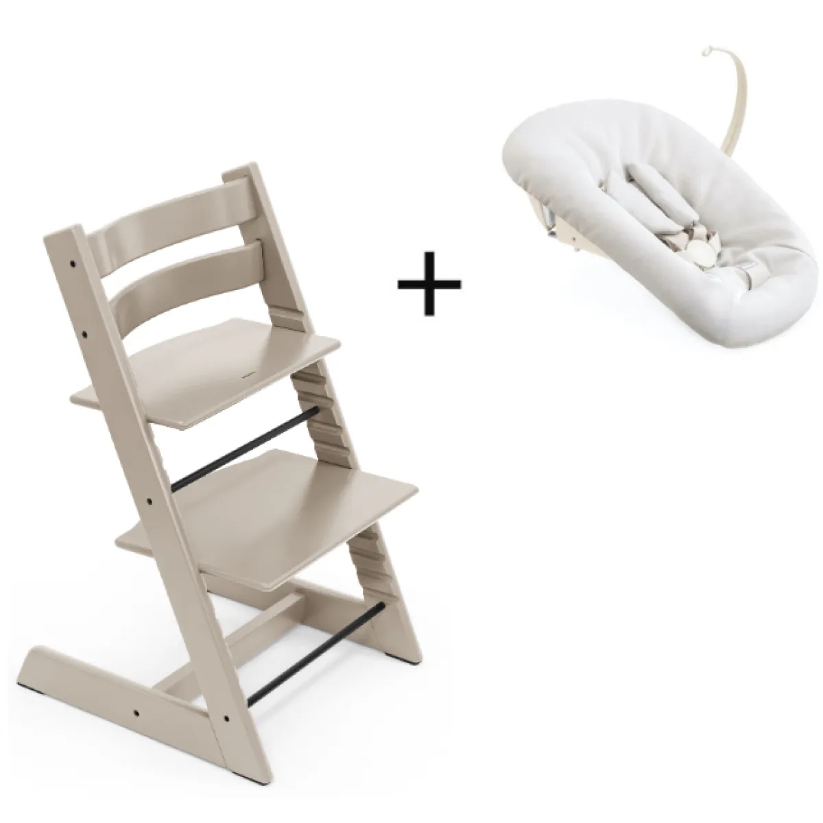 Stokke Meegroeistoelen * Tripp Trapp Cashmere Grey + Newborn Set Vanilla White Grijs