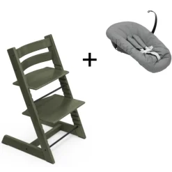 Stokke Meegroeistoelen * Tripp Trapp Marble Green + Newborn Set Anthracite Naturel