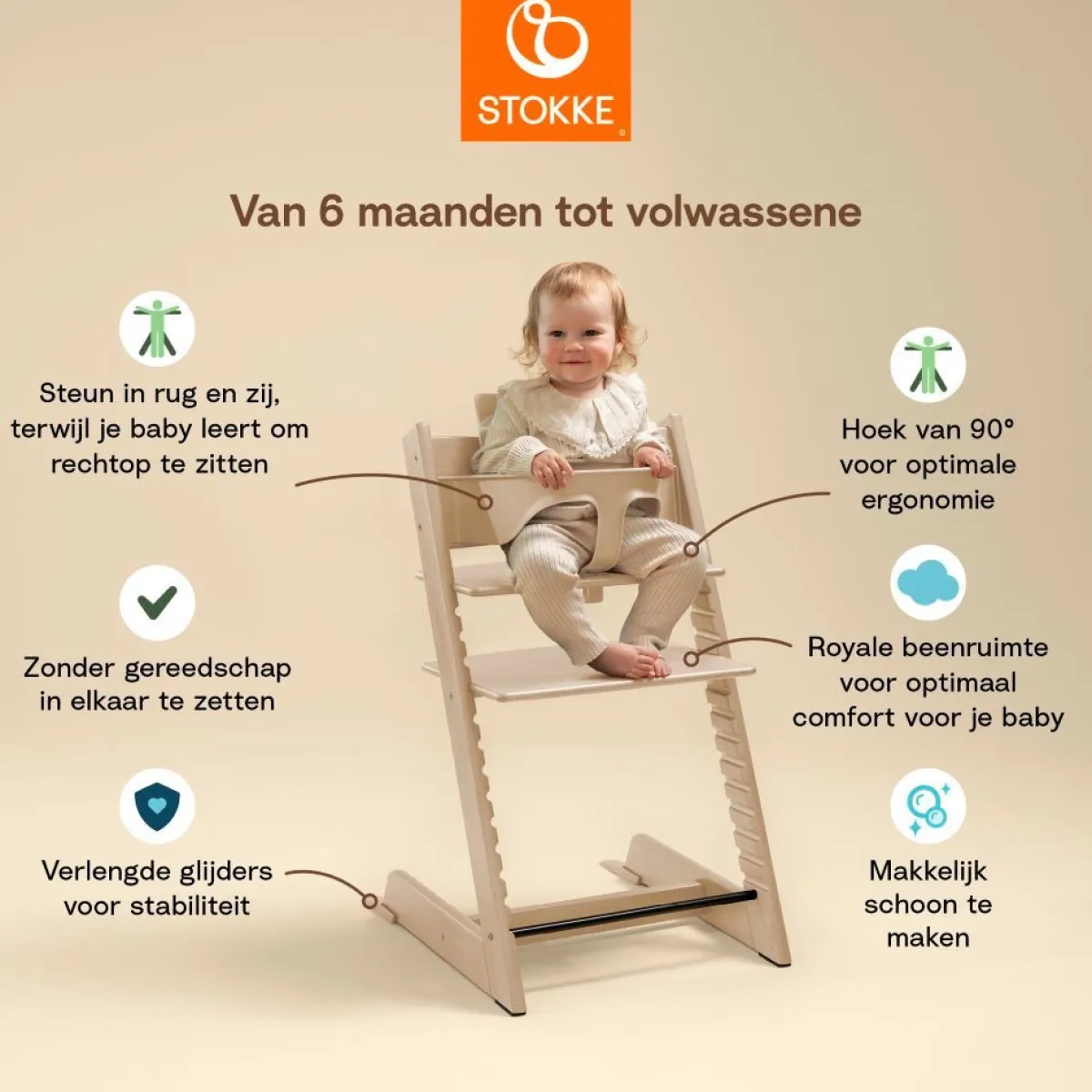 Stokke Meegroeistoelen * Tripp Trapp Natural Incl. BabySet² Naturel