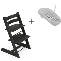 Stokke Meegroeistoelen * Tripp Trapp Oak Black + Newborn Set Zwart