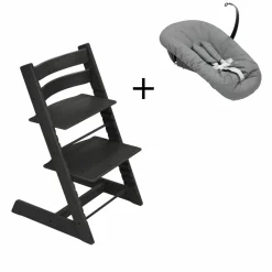 Stokke Meegroeistoelen * Tripp Trapp Oak Black + Newborn Set Anthracite Zwart
