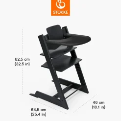 Stokke Meegroeistoelen * Tripp Trapp Stoel Bundel met BabySet² en Tray - Black Zwart