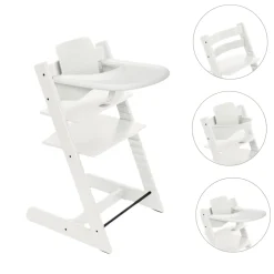 Stokke Meegroeistoelen * Tripp Trapp Stoel Bundel met BabySet² en Tray - White Wit