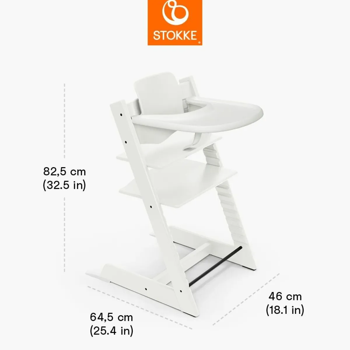 Stokke Meegroeistoelen * Tripp Trapp Stoel Bundel met BabySet² en Tray - White Wit