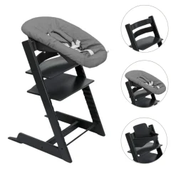 Stokke Meegroeistoelen * Tripp Trapp Stoel Bundel met BabySet² Black en Newborn Set Anthracite Zwart