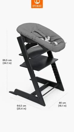 Stokke Meegroeistoelen * Tripp Trapp Stoel Bundel met BabySet² Black en Newborn Set Anthracite Zwart