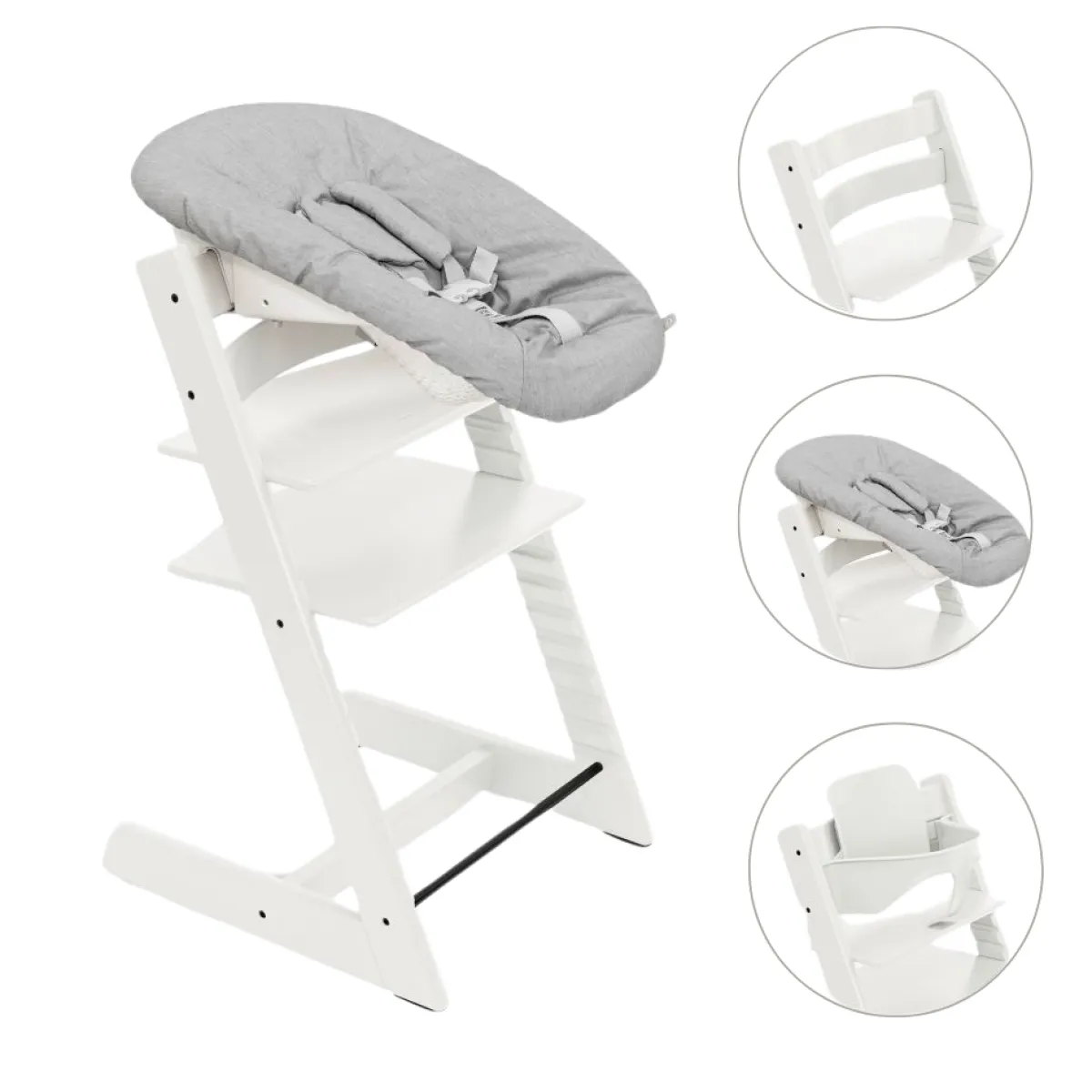 Stokke Meegroeistoelen * Tripp Trapp Stoel Bundel met BabySet² White en Newborn Set Grey Wit