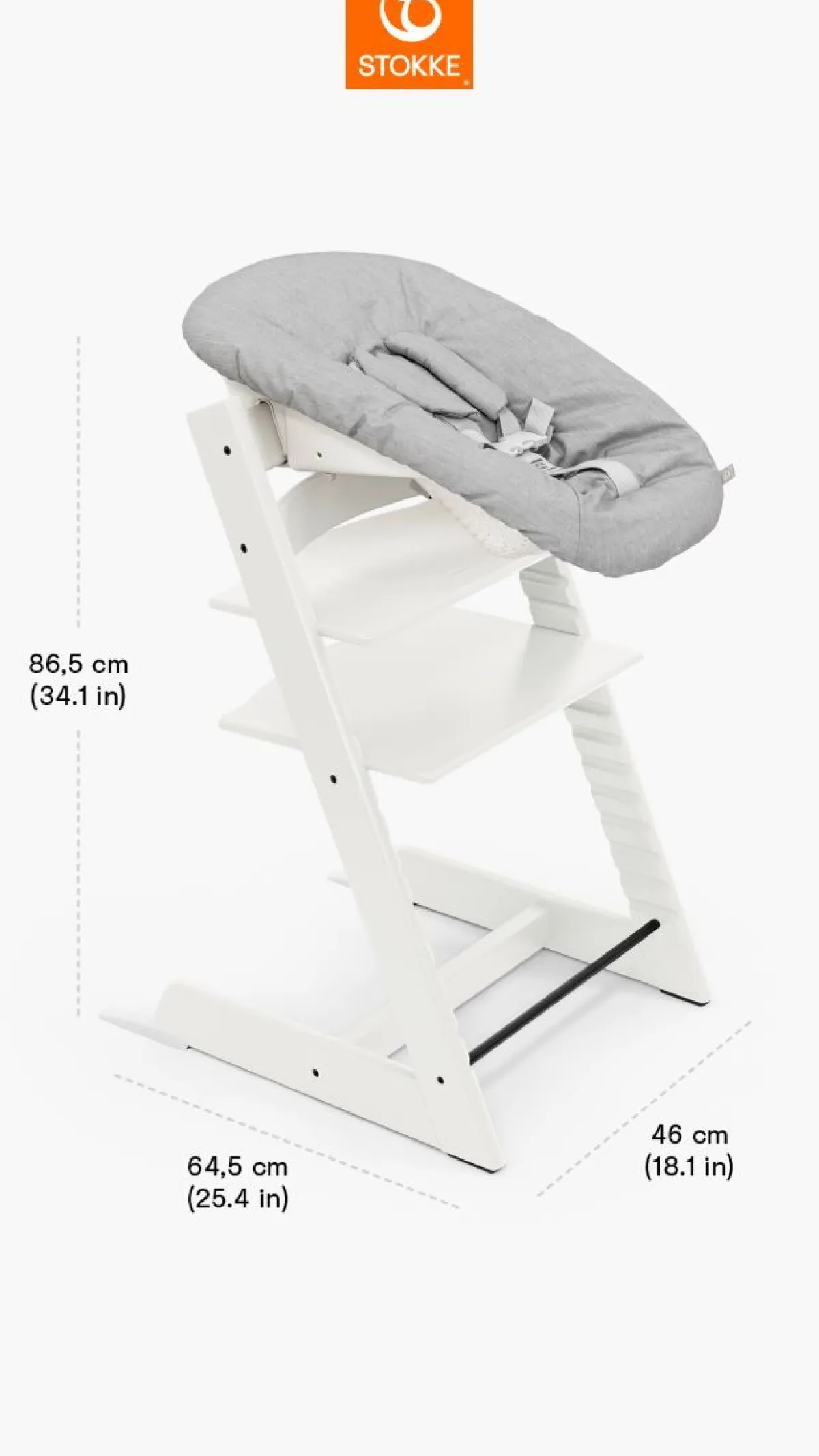 Stokke Meegroeistoelen * Tripp Trapp Stoel Bundel met BabySet² White en Newborn Set Grey Wit