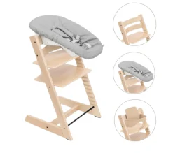 Stokke Meegroeistoelen * Tripp Trapp Stoel Bundel met BabySet² Natural en Newborn Set Grey Naturel