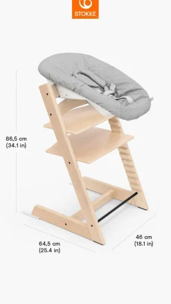 Stokke Meegroeistoelen * Tripp Trapp Stoel Bundel met BabySet² Natural en Newborn Set Grey Naturel