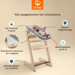 Stokke Meegroeistoelen * Tripp Trapp Stoel Bundel met BabySet² Natural en Newborn Set Grey Naturel