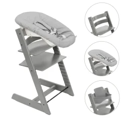 Stokke Meegroeistoelen * Tripp Trapp Stoel Bundel met BabySet² Storm Grey en Newborn Set Grey Grijs