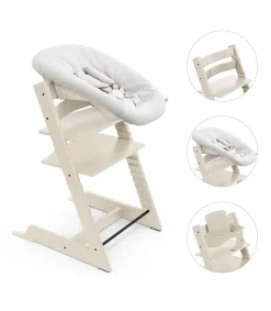 Stokke Meegroeistoelen * Tripp Trapp Stoel Bundel met BabySet² Vanilla White en Newborn Set Vanilla White Wit