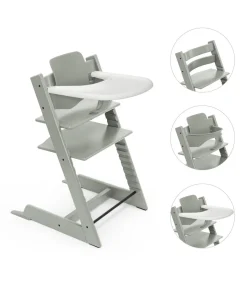 Stokke Meegroeistoelen * Tripp Trapp Stoel Glacier Green Bundel met BabySet² en Tray - White Groen