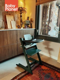 Stokke Meegroeistoelen * Tripp Trapp Stoel Marble Green Bundel met BabySet² en Tray - Black Groen